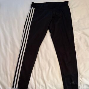 Adidas Black Leggings with Triple White Stripes